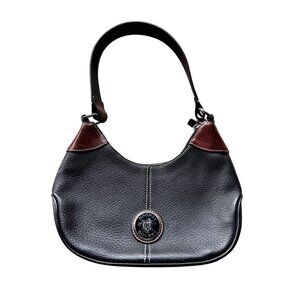 Dooney & Bourke Small Hobo Bag Y078 BL Black Pebbled Leather Shoulder Vtg Y2K